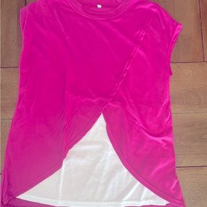 Nursing cross opening top, L, purple top with white underlay